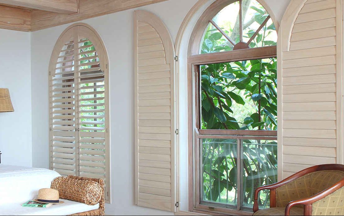 shaped plantation shutters
