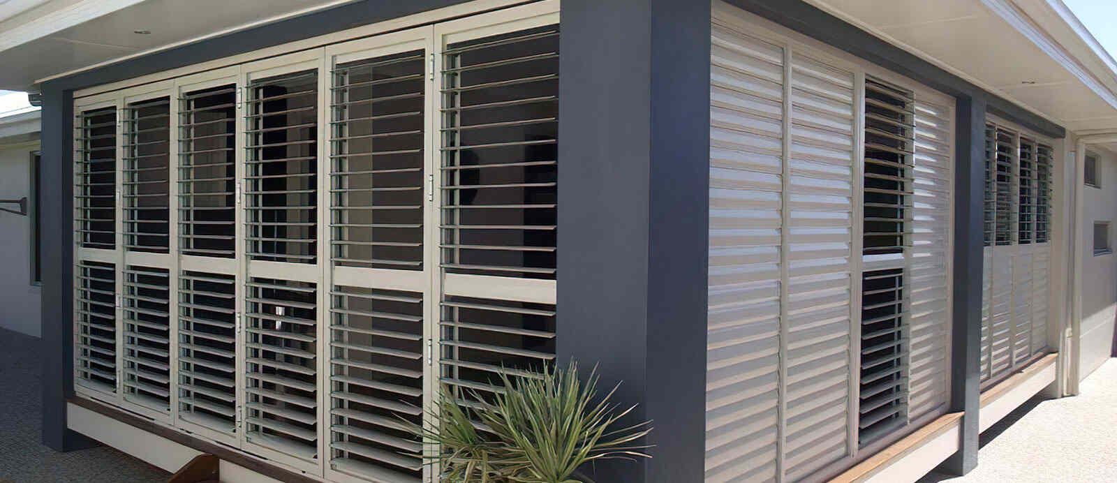 window with plantation shutters