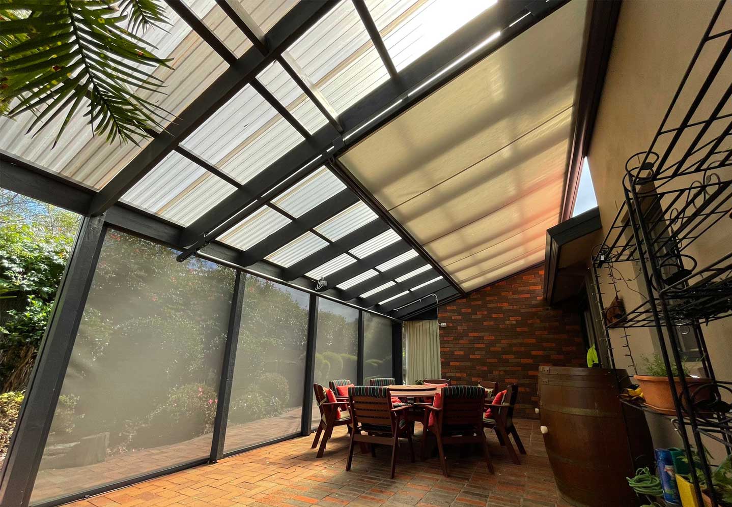 Outdoor blinds from inside