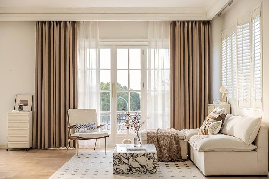 sheer curtains paired with blockout curtains living room