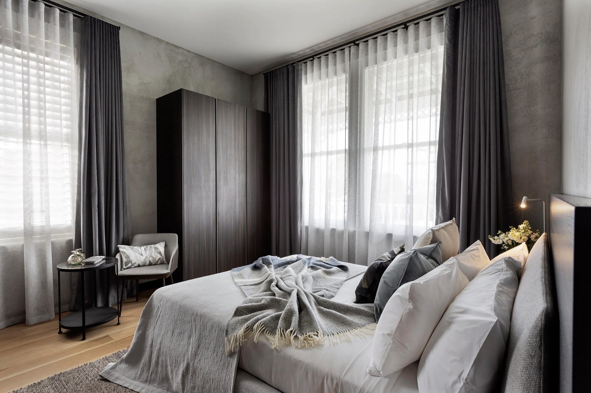 double curtains in bedroom