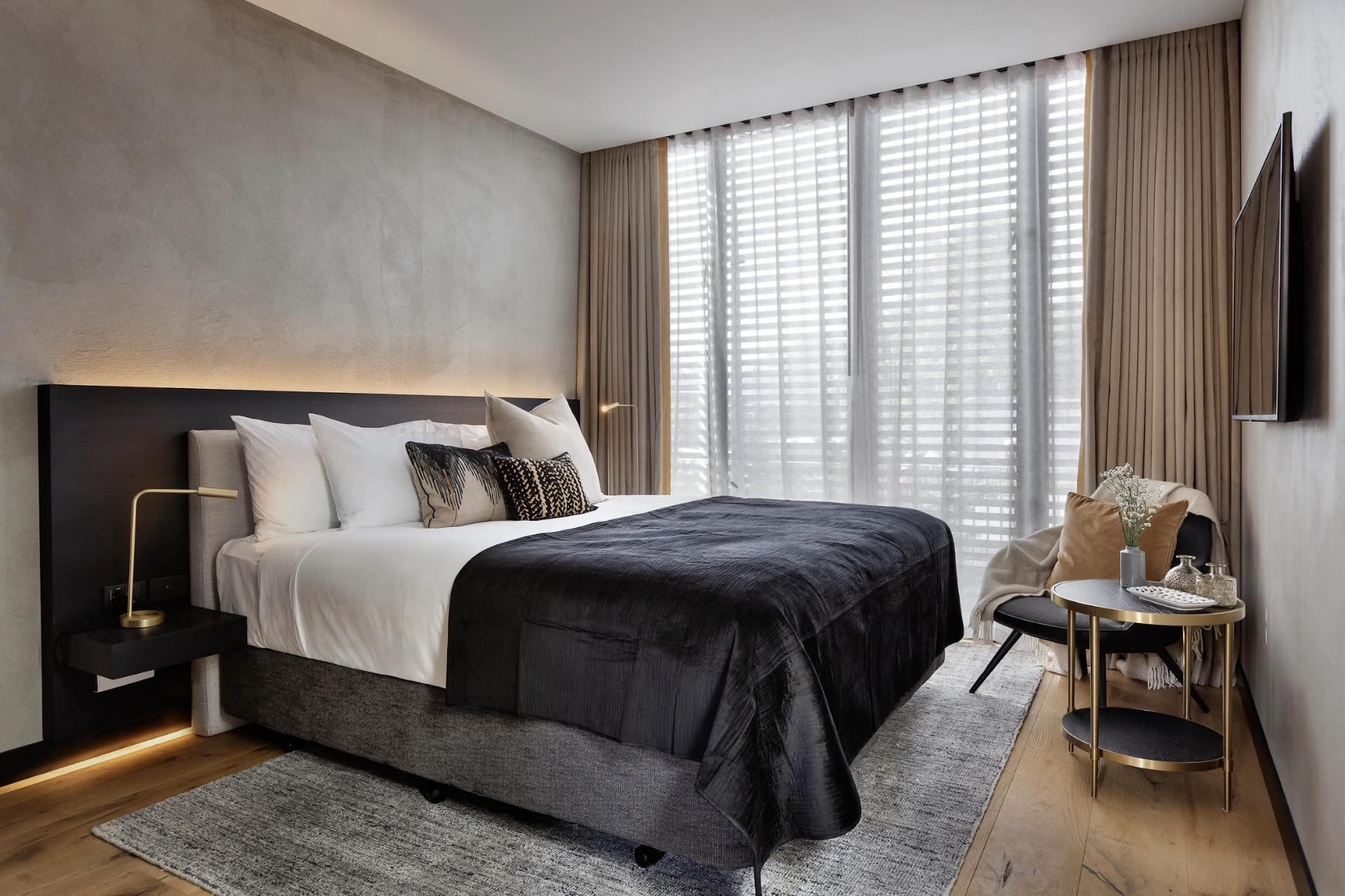 double curtains in bedroom