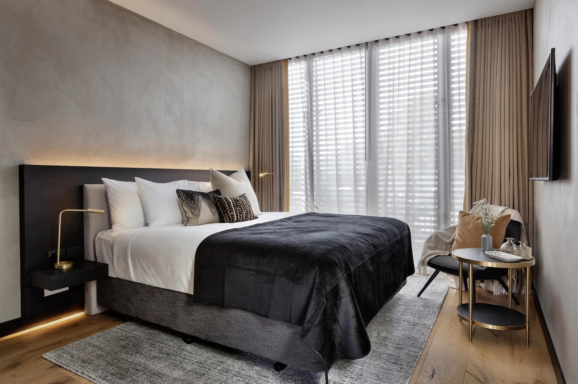 double curtains in bedroom