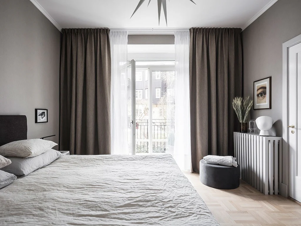 double curtains in bedroom
