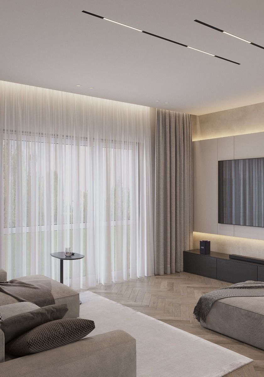 double curtains lounge