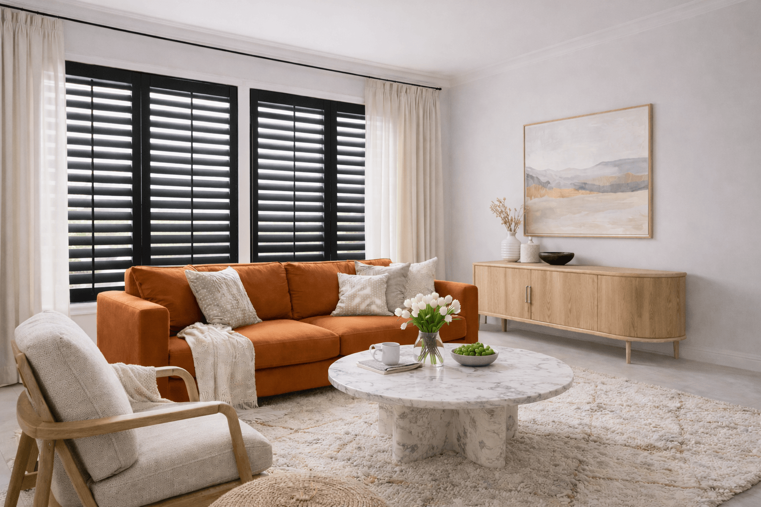 plantation-shutters-with-curtains-bedroom