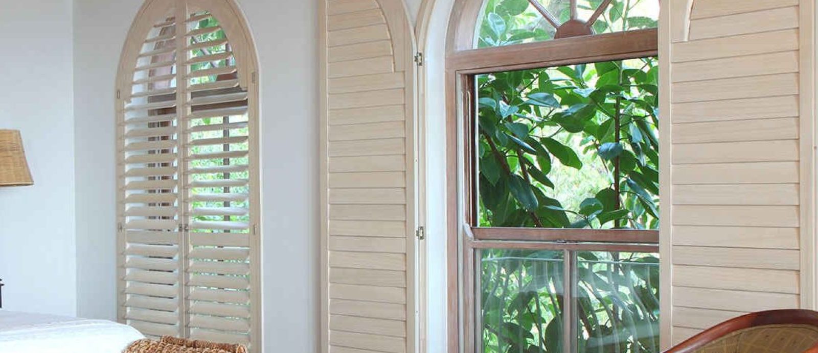 shaped plantation shutters