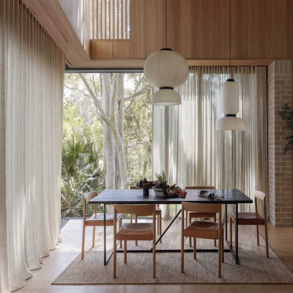sheer curtains in dining room