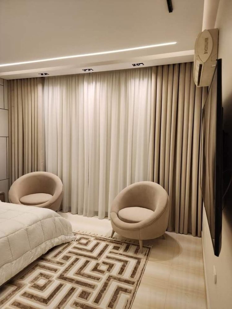 double curtains in bedroom
