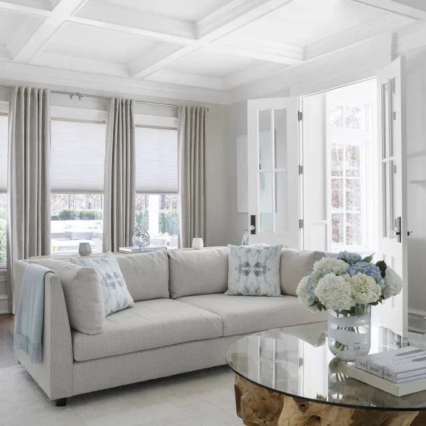 thermal curtains paired with honeycomb blinds